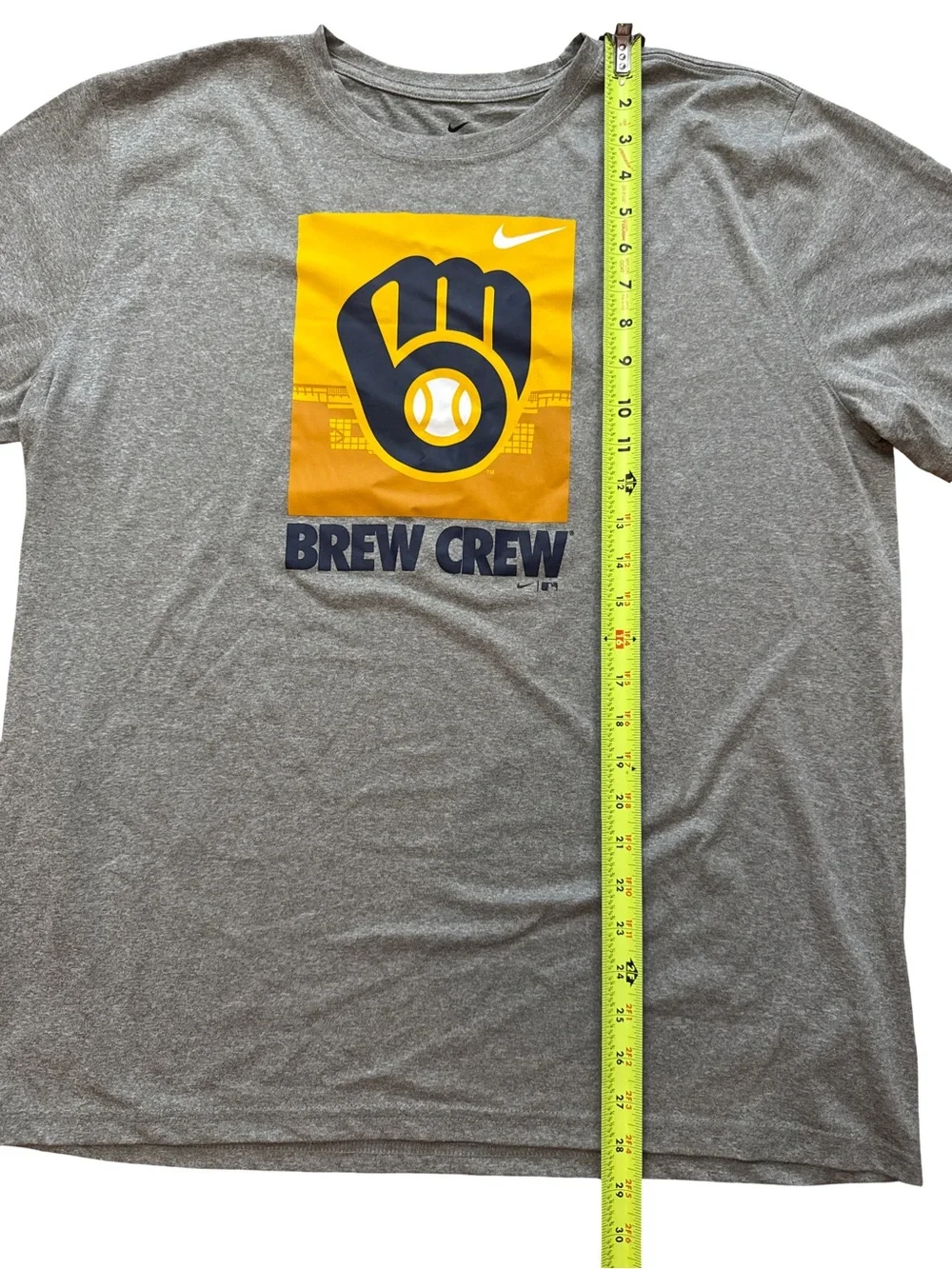 Nike Brew Crew Gray T-Shirt with Yellow & Navy Brewers Logo